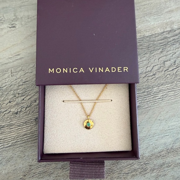 Monica Vinader Gold Vermeil Necklace with Emerald - Picture 7 of 10